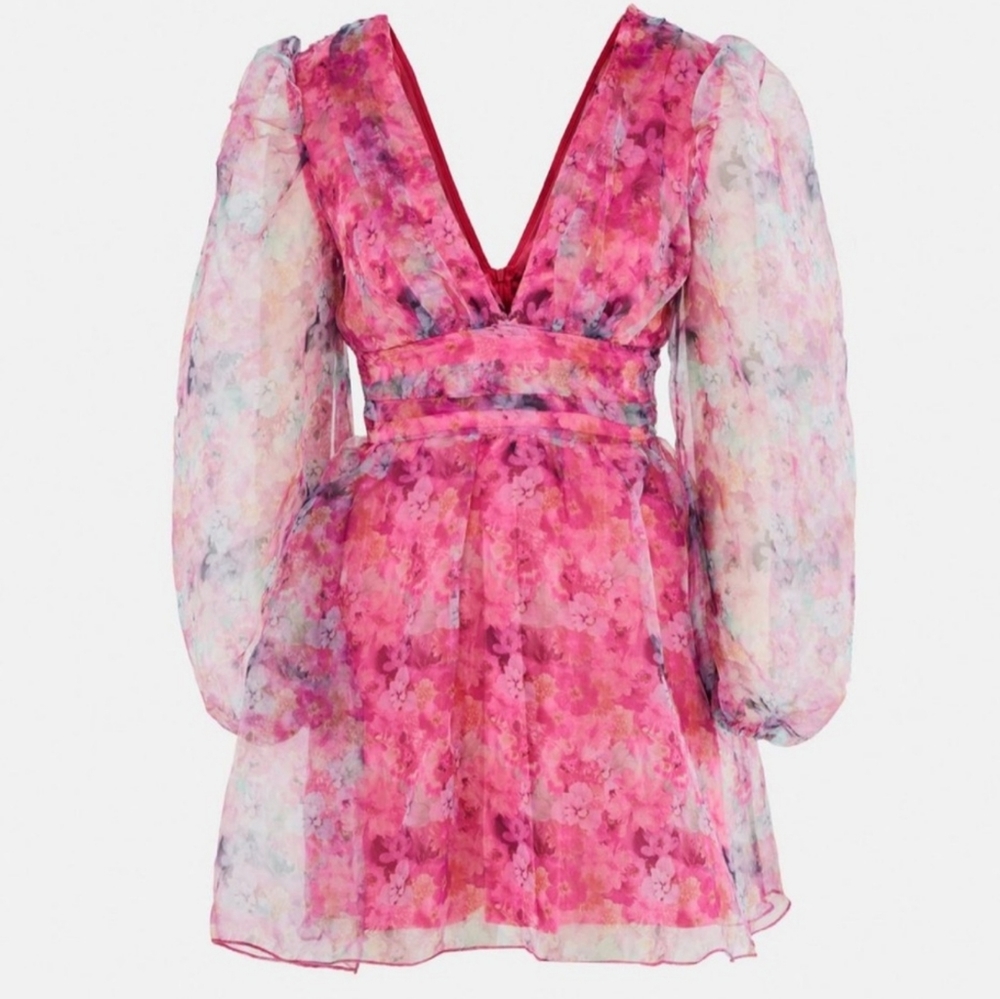 Missguided Puff Sleeve Mini Floral Dress NWT Sized 10